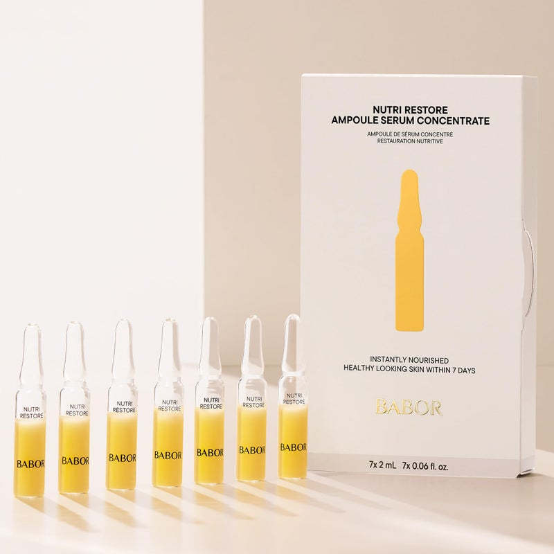 بابور أمبولات سيروم بابور المغذي والمرمم للوجه، لبشرة صحية ومغذية بعمق، تركيبة نباتية، مع أحماض أمينية وزيت الأرغان، مركزات أمبولات، 7 × 2 مل - Image 3